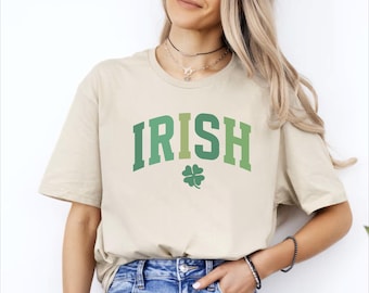 Bluza retro w stylu irlandzkim | Koniczyna z okrągłym dekoltem na Dzień Świętego Patryka