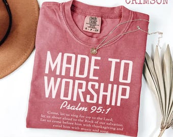 Camiseta cristiana "Hecho para adorar" - Salmo 95:1, camiseta inspiradora