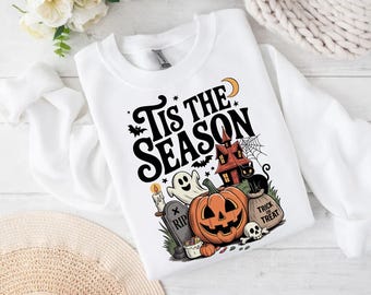 Sudadera retro de Halloween: 'Es la temporada, calabaza y fantasma'