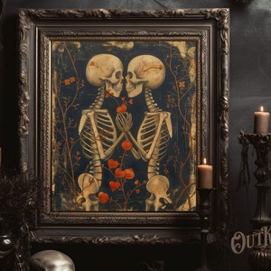 Till Death Do Us Apart, Original Painting, Giclée Print, Gothic, Dark & Macabre, Skeleton Wall Art, Memento Mori, Gothic Home Décor