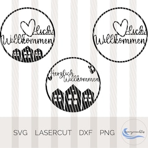 SVG Välkommen, Laserskuren, DXF, PNG