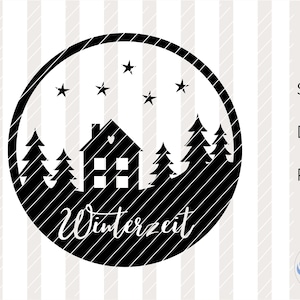 SVG winter wreath, Christmas, winter, houses, DXF, PNG, plotter file, Cricut, Silhouette