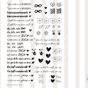PDF template for candles, love, Valentine&#39;s Day, engagement, anniversary, candle tattoo, water slide film, candle sticker, DIY project