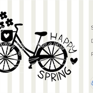 SVG bicycle, spring, Happy Spring, plotter file, DXF, Cricut, Silhouette