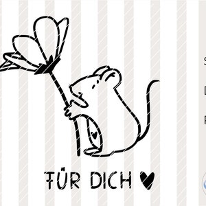 SVG Mia Maus mit Blume, DXF Maus, Plotterdatei, Cricut, Silhouette