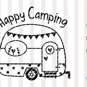 Caravana SVG, DXF, camping, camping, verano, PNG, archivo trazador, Cricut, Silueta