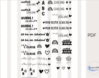 PDF template school enrollment candle foil, 1st grade, back to school, candle tattoo, water slide foil, candle sticker, DIY project