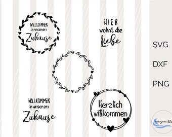 SVG Wreaths Bundle, DXF, Welcome, Love, Happiness, PNG, Plotter File, Cricut, Silhouette