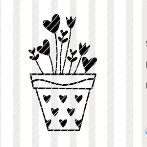 Maceta SVG, flores, DXF, primavera, archivo trazador, Cricut, Silueta