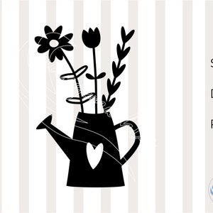 SVG Gießkanne mit Blumen, Gießkanne, Frühling, Plotterdatei, DXF, Cricut, Silhouette