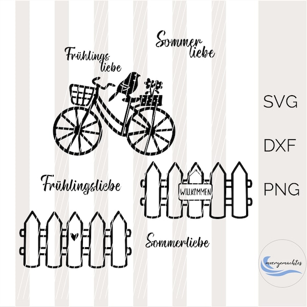 SVG Fahrrad mit Vogel, Sommer, DXF, PNG, Plotterdatei, Cricut, Silhouette