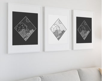 Ozean Welle Druck, schwarz und weiß, Wellen Kunstdruck, digitaler downloadbare Wandkunst