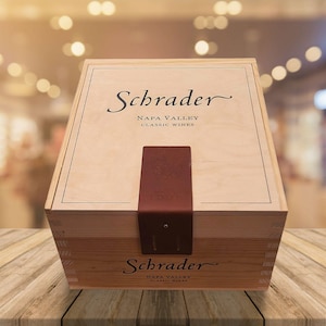 2019 Schrader Cellars &#39;Stellar Pack&#39; 6 pack Assorted Cabernet Sauvignon Laser Engraved Wooden Wine Box With Leather Strap