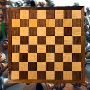 Premium Walnut and Maple Chess Board with Swivel - 15.25&quot; Solid Wood Game Board - Handcrafted, Durable, and Stylish Chess Board
