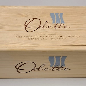 Laser Engraved Odette 1 x 1.5L Wooden Wine Boxes with Lid - 2016, 2017, 2018, and 2019 Vintages