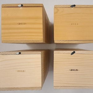Laser Engraved Levy & McClellan 1 x 1.5L Wooden Wine Boxes with Lid - 2012, 2014, 2016, 2018 Vintages