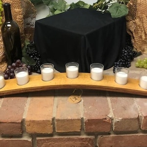 Wine Barrel Stave 7 Candle Holder With Votive Candles