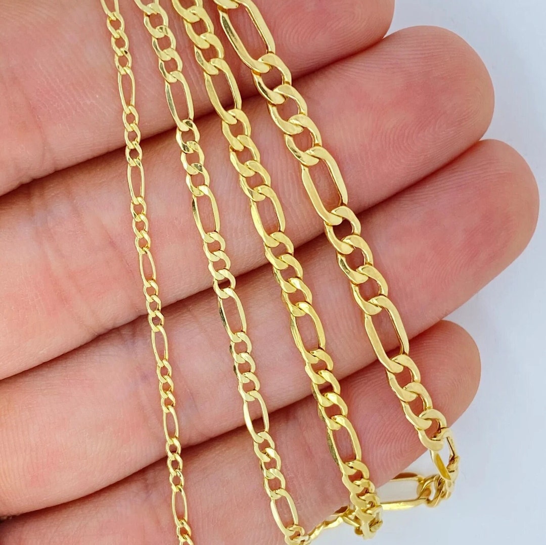 14K Gold Figaro Chain, Solid 14K Gold Figaro Chain Necklace, Real Gold