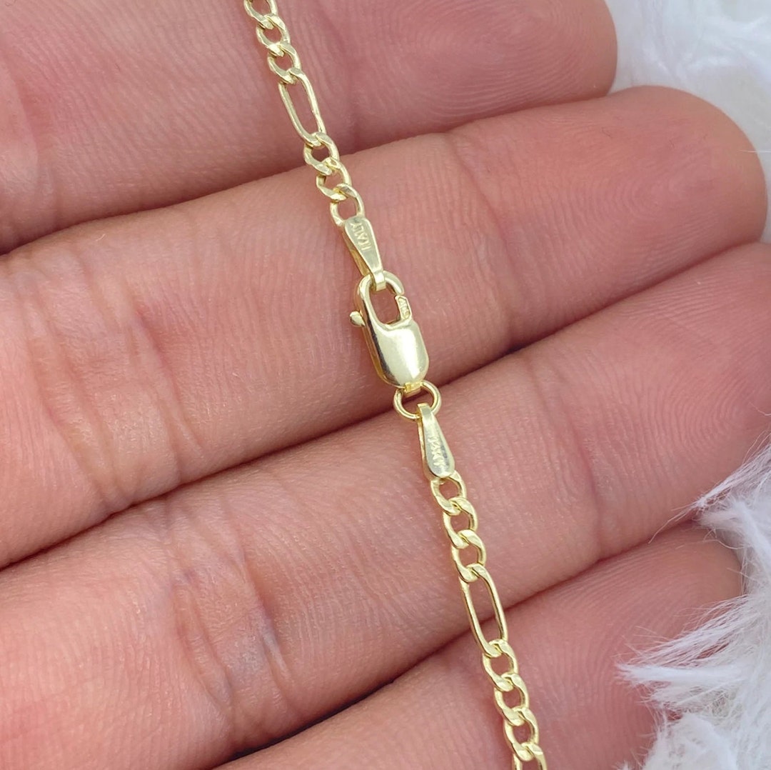 14K Gold Figaro Chain, Solid 14K Gold Figaro Chain Necklace, Real Gold
