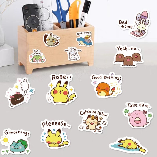 40 PCS Pokemon-Themed Stickers for Scrapbooking and Journaling