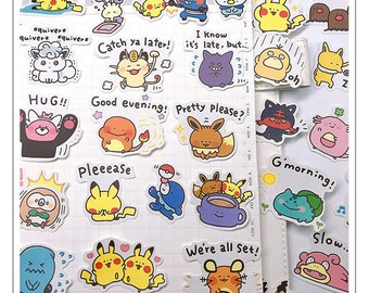 32 PCS Pokemon-Themed Stickers for Scrapbooking and Journaling