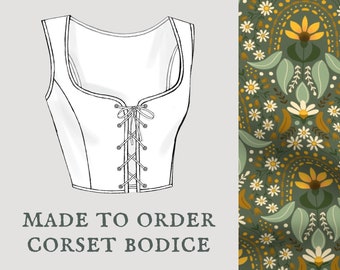 Free Spirit Sunflowers | Cottagecore corset bodice | Wildflower boho style corset vest | Made To Order reversible academia corset bodice