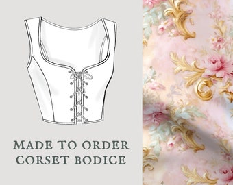 Hazy Daydream | Cottagecore corset bodice | Rococo pastel filigree corset vest | Made To Order reversible academia corset bodice