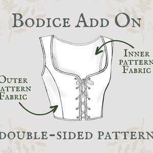 Bodice Add-On Double Sided Pattern Made To Order reversible cottagecore academia corset bodice image 1