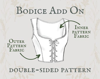 Bodice Add-On Double Sided Pattern | Made To Order reversible cottagecore academia corset bodice