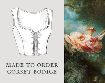 Rococo Swing | Cottagecore corset bodice | Rococo pastel filigreee corset vest | Made To Order reversible academia corset bodice