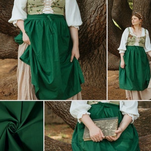 Cottagecore pocket apron, prairie tied waist apron, Made To Order cotton hobbit half apron with double pockets image 3
