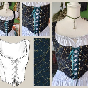 Bodice Add-On Pointed Front Made To Order reversible cottagecore academia corset bodice image 2