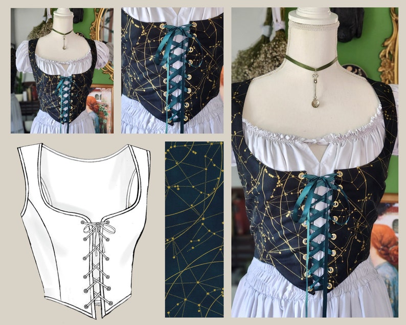 Bodice Add-On Pointed Front Made To Order reversible cottagecore academia corset bodice image 2