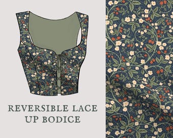 Victorian Raspberries | Reversible Lace Up Bodice | Medieval Tapestry Limited Collection | Made To Order Ren Faire Corset Bodice