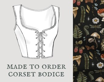 The Woodland Collector | Cottagecore corset bodice | Forest witch style corset vest | Made To Order reversible academia corset bodice