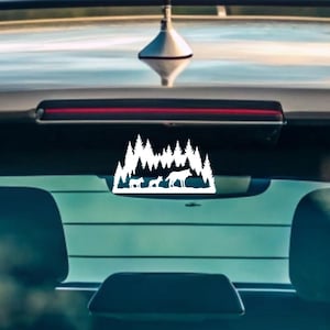 Wolf Family Vinyl Decal – Scenic Wildlife Sticker of Mother Wolf & Pups in Forest | Waterproof Car, Laptop, Tumbler Decal