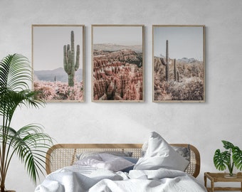 Southwestern Wall Art | Cactus Wall Art | Cactus Poster | National Park Poster | Southwestern Decor | Set of 3 Prints | Arizona Desert Art