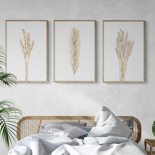 Minimalist Wall Art | Wheat Print | Dried Grass Wall Art | Farmhouse Wall Art | Gallery Wall Set | Neutral Wall Décor | Set of 3 Printable