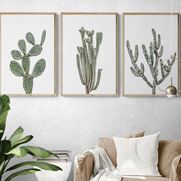 Cactus Wall Art | Desert Wall Art | Cactus Print | Living Room Decor | Printable Art | Set of 3 Wall Art | Boho Wall Decor | Botanical Print