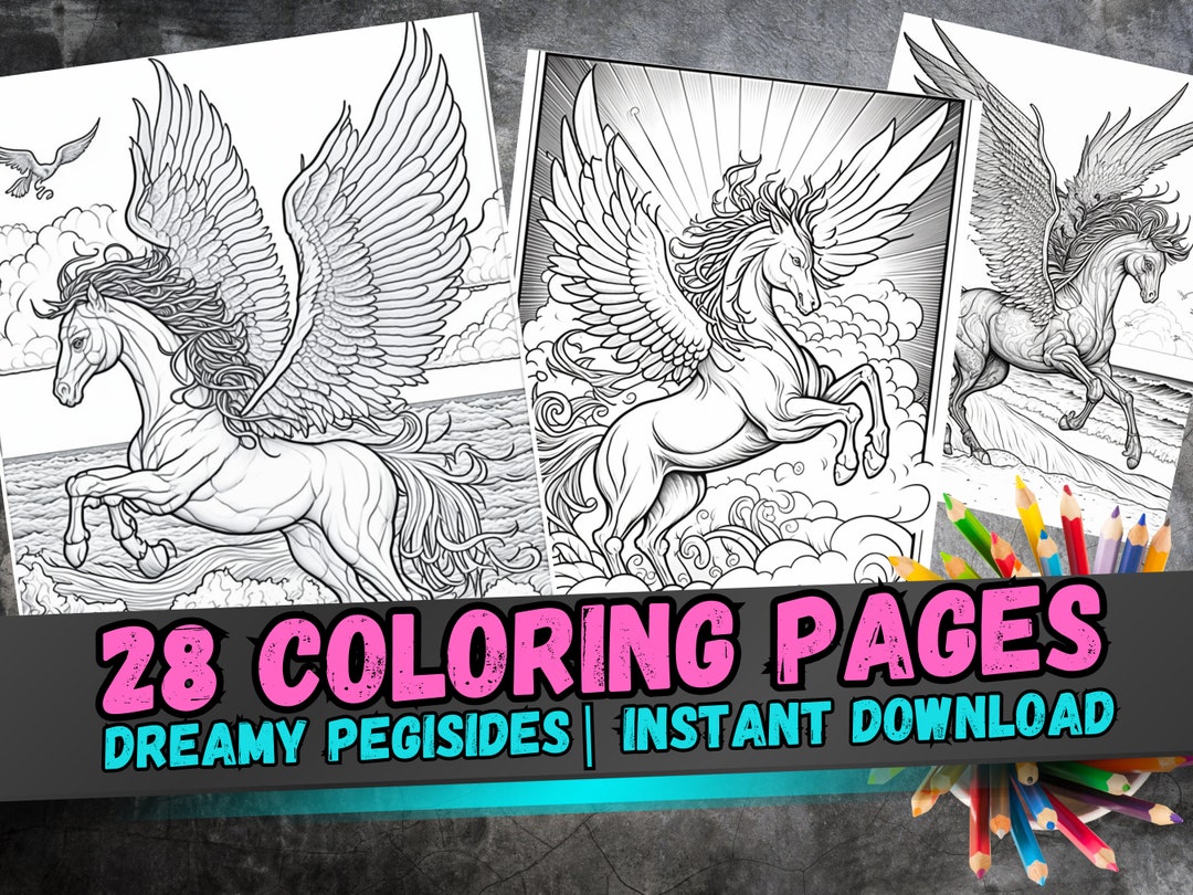 Magical Pegasus Coloring Book | Digital Download for Adults, Kids, and