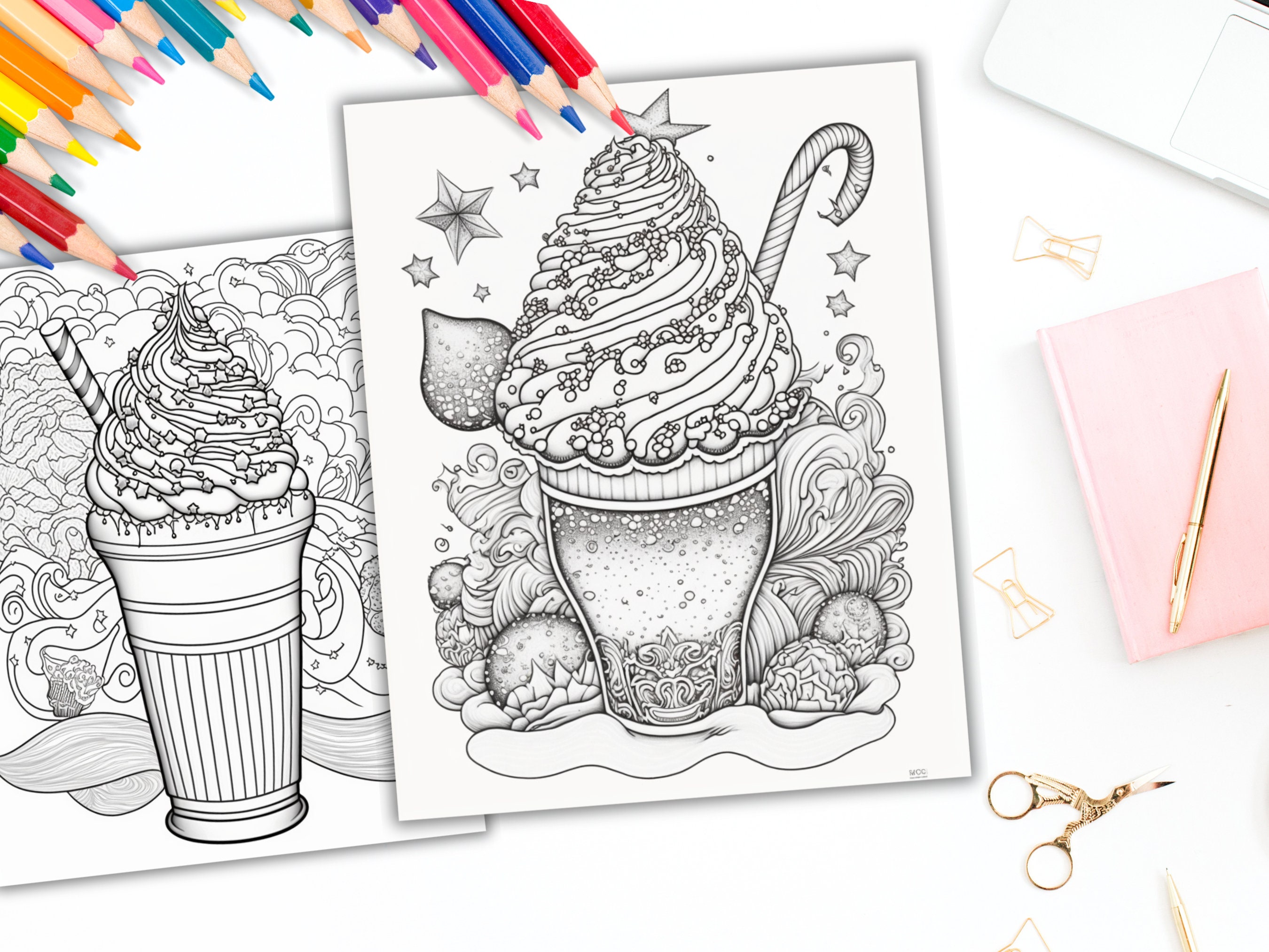 Delicious Elaborate Milkshake Coloring Pages Printable, Adult Coloring ...