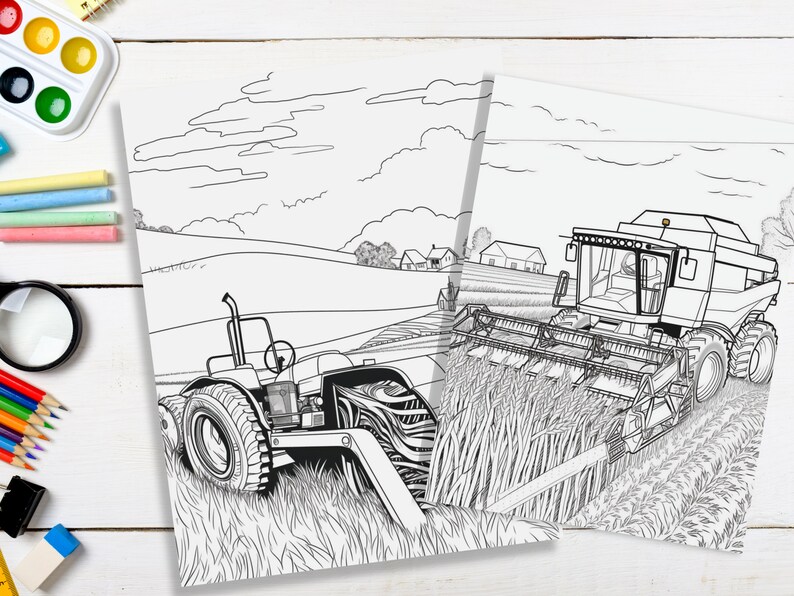 Farm Tractor Coloring Book for Kids Printable Coloring Pages Fun for