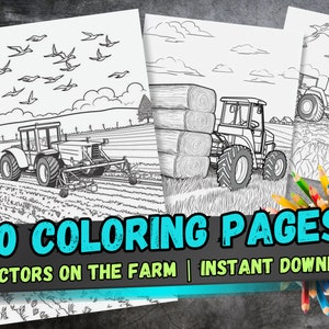 Farm Tractor Coloring Book for Kids | Printable Coloring Pages | Fun for Boys & Girls | Instant Download