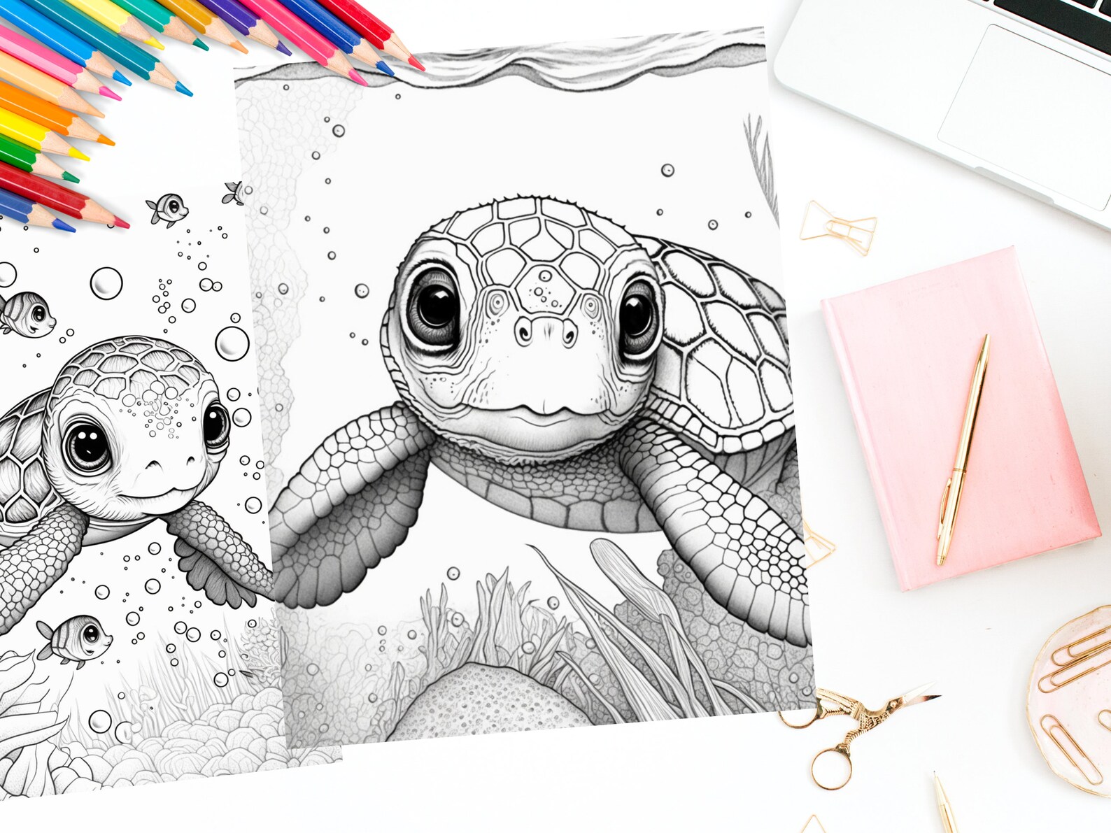 Baby Sea Turtle Coloring Pages for Adults and Teens | Printable Coastal