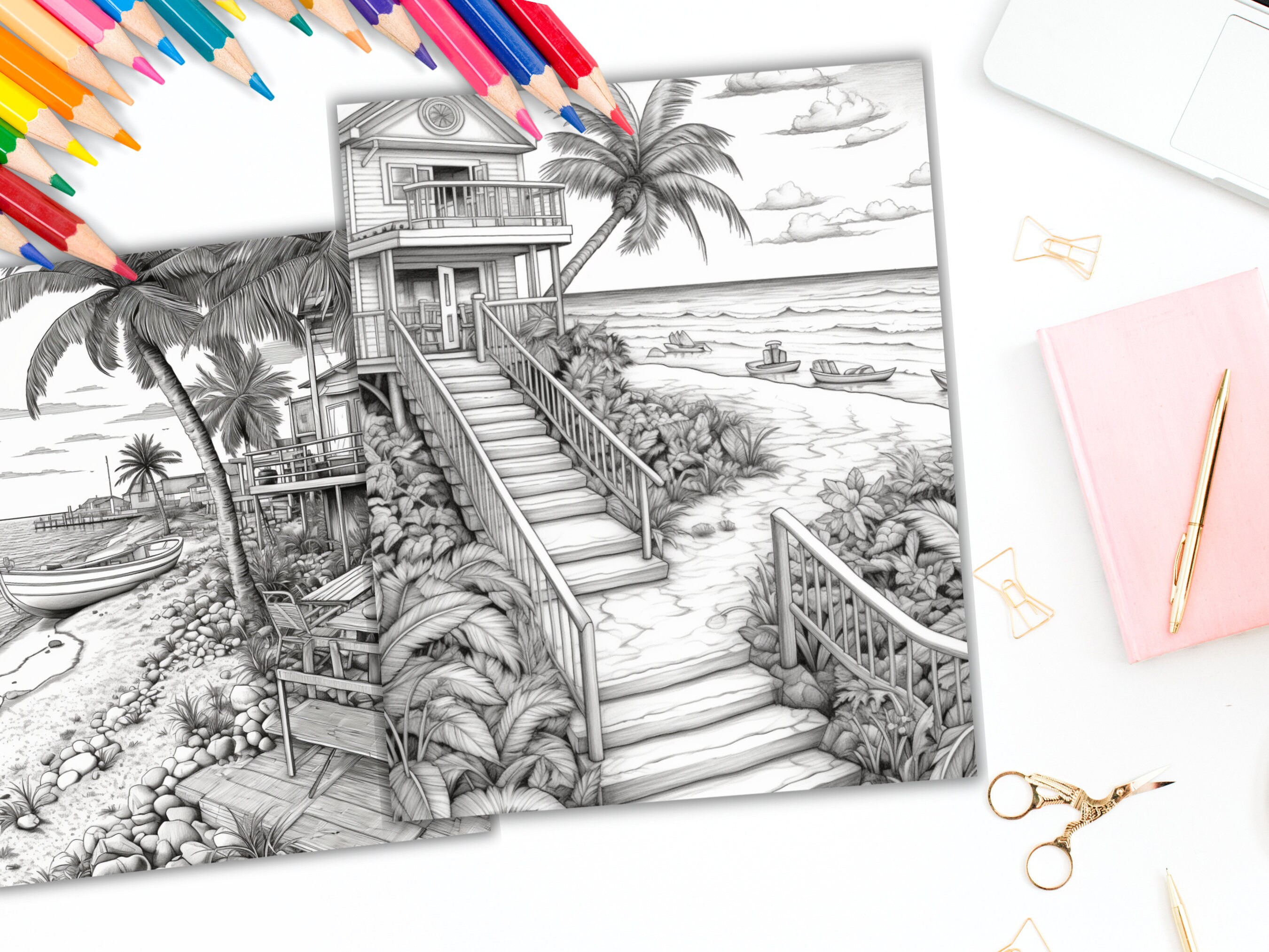 Coastal Coloring Pages for Adults and Teens Printable Coastal Theme