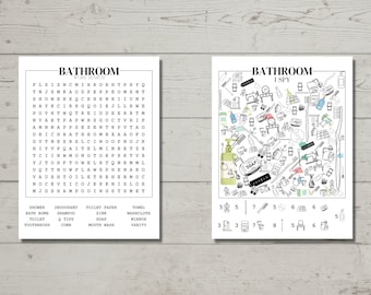 Bathroom Word Search & I Spy Games – Printable Puzzles (Digital Download)
