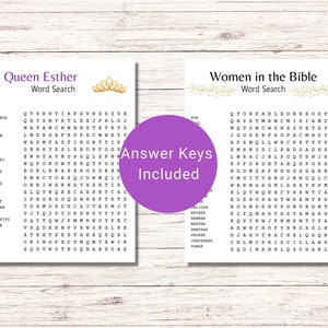 Queen Esther Word Search and Women of the Bible, Biblical Word search, Printable Games, Bible Activities for Kids|* Digital Download*