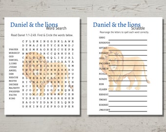 Daniel and the Lions Bible Games, Kids Word Search, Scrabble (Digital Download)