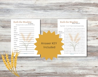 Ruth the Moabite Bible Word Games, Kids' Printable Activities (Digital Download)