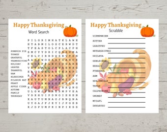 Thanksgiving Word Search & Scrabble Games (Digital Download)